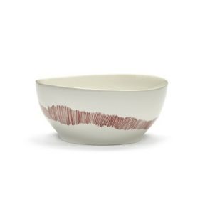 Bol rond blanc swirl - stripes rouge grès émaillé Ø 16 cm Feast By Ottolenghi Serax