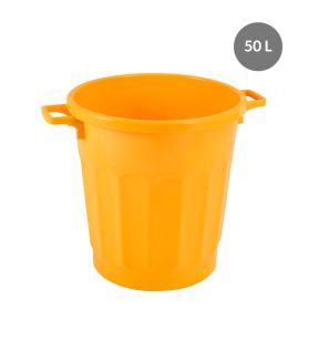 Recipiënt Zonder deksel geel plastic Ø 47.5 xx46.5 50 L vaste bodem volle wanden Gilac