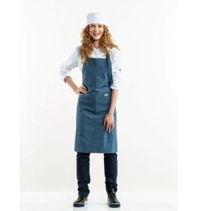 Tablier à bavette recyclé bleu Taille unique Amar Blue Melee Chaud Devant
