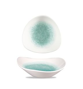 Bol triangulaire vert porcelaine vitrifiée 18,5 cm Raku Churchill