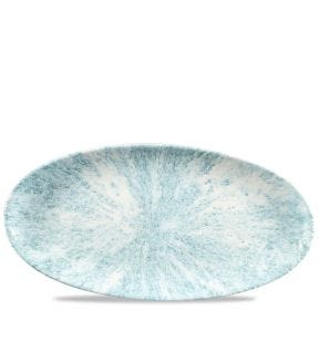Assiette plate ovale bleu porcelaine vitrifiée 34,7x17,3 cm Stone Churchill
