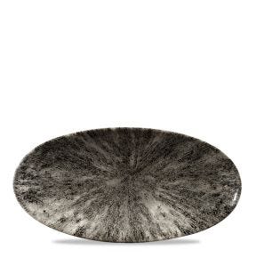 Plat bord ovaal zwart verglaasd x15 Stone Churchill