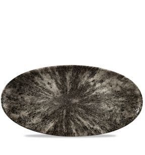 Assiette plate ovale noir porcelaine vitrifiée 34,7x17,3 cm Stone Churchill