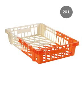 Doos Zonder deksel ivoorkleurig plastic xx12 20 L geperforeerde bodem Gilac