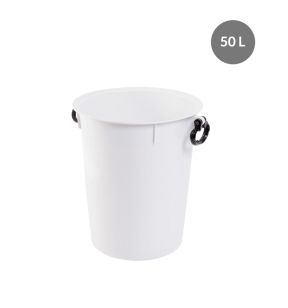 Recipiënt Zonder deksel wit plastic 52.5 50 L vaste bodem volle wanden Gilac