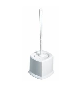 Pot à balai et brosse toilettes carré blanc plastique Gilac