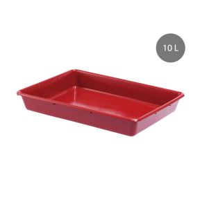 Bak voor vervoer Zonder deksel rood plastic x38.5 10 L vaste bodem volle wanden Gilac