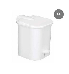 Poubelle à pédale carré blanc plastique Gilac
