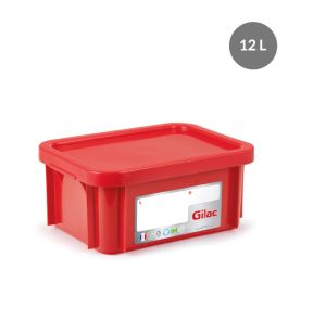 Bak With cover rood plastic xx18 12 L vaste bodem volle wanden Gilac
