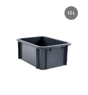 Bak Zonder deksel grijs plastic xx16.5 12 L vaste bodem volle wanden Gilac