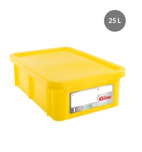 Bak With cover geel plastic xx19 25 L vaste bodem volle wanden Gilac