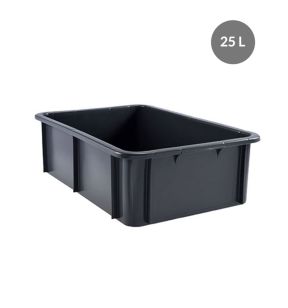 Bak Zonder deksel grijs plastic xx16.5 25 L vaste bodem volle wanden Gilac