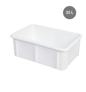 Bak Zonder deksel wit plastic xx21.7 35 L vaste bodem volle wanden Gilac