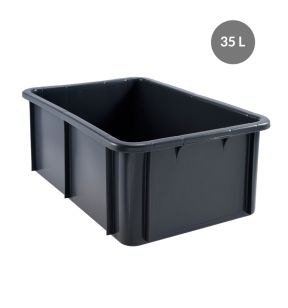 Bak Zonder deksel grijs plastic xx21.7 35 L vaste bodem volle wanden Gilac