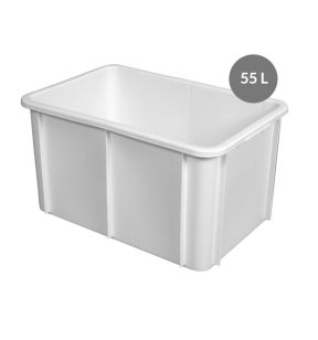 Bak Zonder deksel wit plastic xx31.5 55 L vaste bodem volle wanden Gilac
