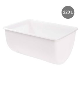 Kuip Zonder deksel wit plastic xx51.1 220 L vaste bodem volle wanden Gilac