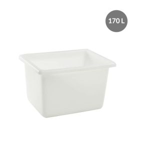 Diepe bak Zonder deksel wit plastic xx51.5 170 L vaste bodem volle wanden Gilac