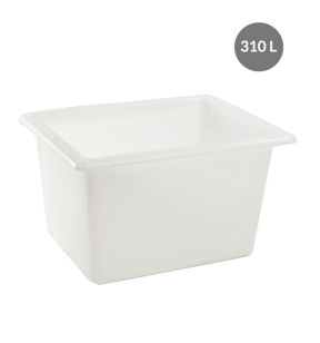 Diepe bak Zonder deksel wit plastic xx60.5 310 L vaste bodem volle wanden Gilac