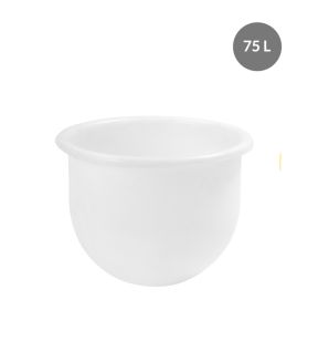 Diepe hemisferische bak Zonder deksel wit plastic 47 75 L vaste bodem volle wanden Gilac