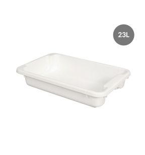 Bak Zonder deksel wit plastic xx12.5 23 L vaste bodem volle wanden Gilac
