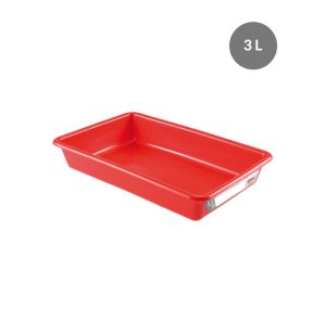 Platte haccp bak Zonder deksel rood plastic xx7 3 L vaste bodem volle wanden Gilac