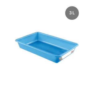 Platte haccp bak Zonder deksel blauw plastic xx7 3 L vaste bodem volle wanden Gilac