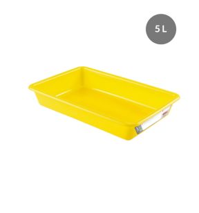 Platte haccp bak Zonder deksel geel plastic xx7.5 5 L vaste bodem volle wanden Gilac