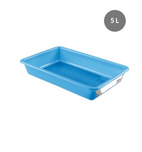 Platte haccp bak Zonder deksel blauw plastic xx7.5 5 L vaste bodem volle wanden Gilac