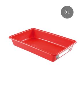Platte haccp bak Zonder deksel rood plastic xx7.5 8 L vaste bodem volle wanden Gilac