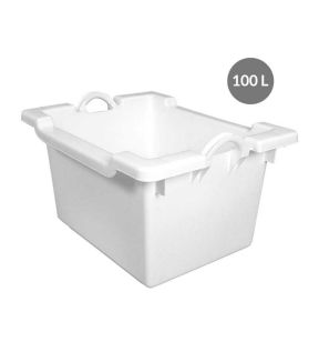 Bak Zonder deksel wit plastic xx46.5 100 L vaste bodem volle wanden Gilac