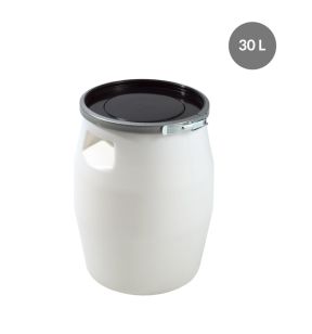Vat met deksel With cover wit plastic Ø 49.2 43 30 L vaste bodem volle wanden Gilac