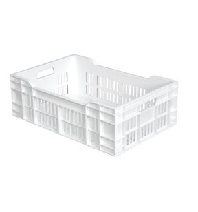 Open bak met volledige bodem Zonder deksel wit plastic xx20 40 L vaste bodem geperforeerde wanden Gilac