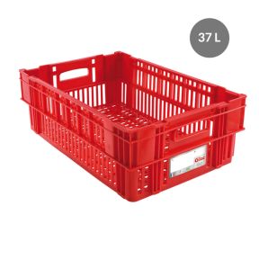 Box voor koude gerechten Zonder deksel rood plastic xx19.7 37 L geperforeerde bodem geperforeerde wanden Gilac