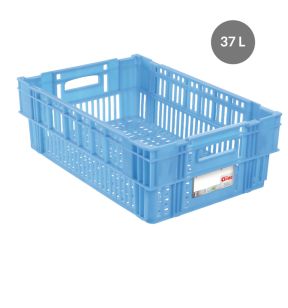 Box voor koude gerechten Zonder deksel blauw plastic xx19.7 37 L geperforeerde bodem geperforeerde wanden Gilac