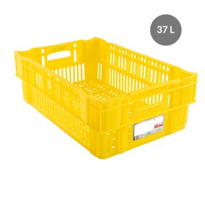 Box voor koude gerechten Zonder deksel geel plastic xx19.7 37 L geperforeerde bodem geperforeerde wanden Gilac