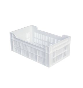 Open box Zonder deksel wit plastic xx20 20 L geperforeerde bodem geperforeerde wanden Gilac