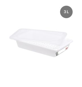 Platte haccp-bak met deksel With cover wit plastic xx8 3 L vaste bodem volle wanden Gilac