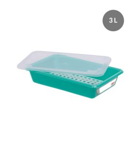 Platte haccp-bak met deksel With cover groen plastic xx8 3 L vaste bodem volle wanden Gilac