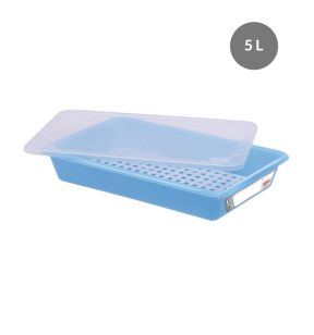 Platte haccp-bak met deksel With cover blauw plastic xx8.5 5 L vaste bodem volle wanden Gilac