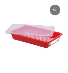 Platte haccp-bak met deksel With cover rood plastic xx8.5 5 L vaste bodem volle wanden Gilac