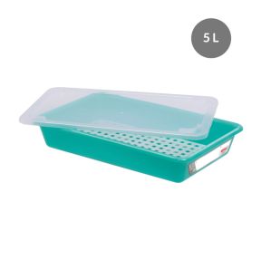 Platte haccp-bak met deksel With cover groen plastic xx8.5 5 L vaste bodem volle wanden Gilac