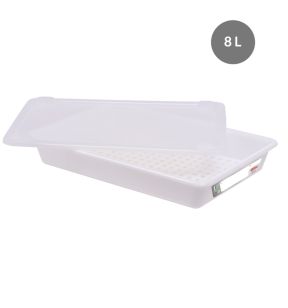 Platte haccp-bak met deksel With cover wit plastic x33.7 8 L vaste bodem volle wanden Gilac