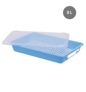 Platte haccp-bak met deksel With cover blauw plastic x33.7 8 L vaste bodem volle wanden Gilac