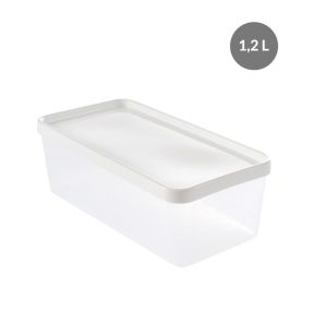 Hermetische doos With cover wit plastic xx7.5 1.2 L vaste bodem volle wanden Gilac