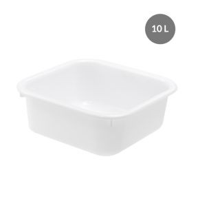 Wasbak Zonder deksel wit plastic xx13.5 10 L vaste bodem volle wanden Gilac