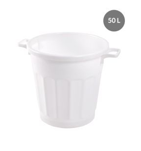 Recipiënt Zonder deksel wit plastic Ø 45 xx46.5 50 L vaste bodem volle wanden Gilac