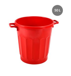 Recipiënt Zonder deksel rood plastic Ø 47.5 xx46.5 50 L vaste bodem volle wanden Gilac