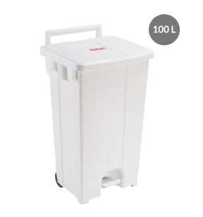 Conteneur à pédale plastique 100 L blanc Gilac