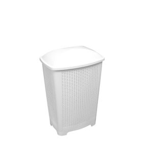 Coffre à linge rectangulaire blanc plastique 42,5x27x64,5 cm Gilac