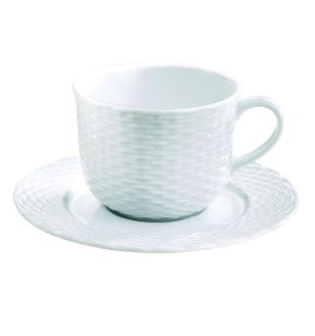 Sous tasse à thé/déjeuner rond blanc porcelaine culinaire Ø 16 cm Basket Pillivuyt